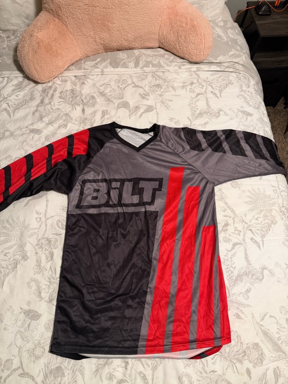 BILT Men’s Gray and Red Long-Sleeve Jersey